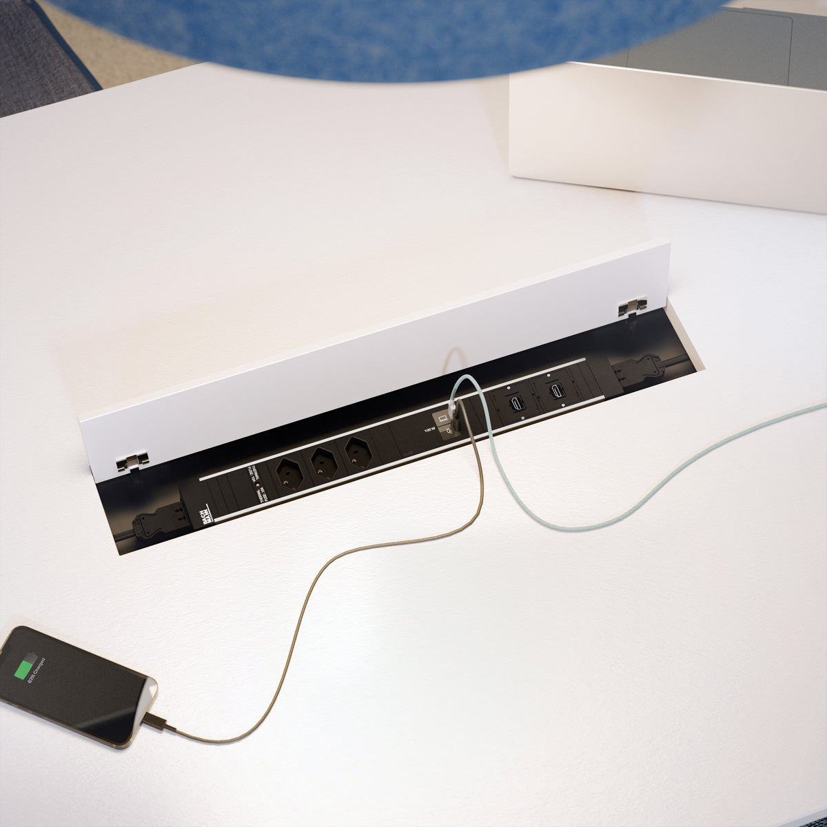 Bachmann Einbausteckdosenleiste, 3×T13, 2×USB-C, Einbau, 0,2 m – schwarz