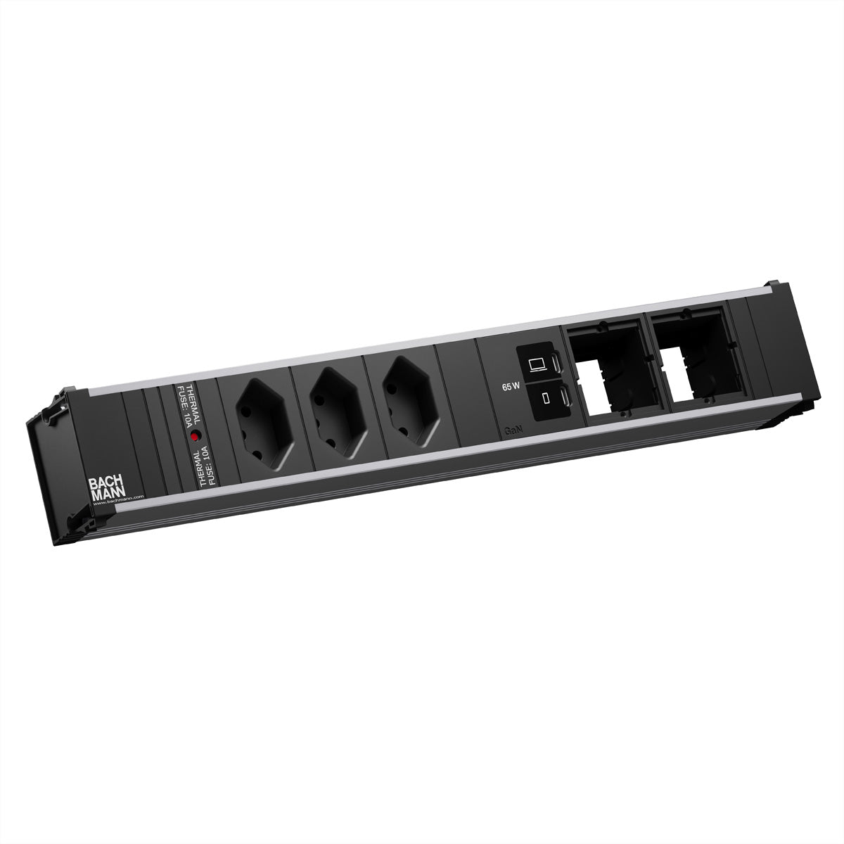 Bachmann CONI L Steckdosenleiste CH 3×T13 – USB‑C×2 – 0,2 m Kabel – Schwarz