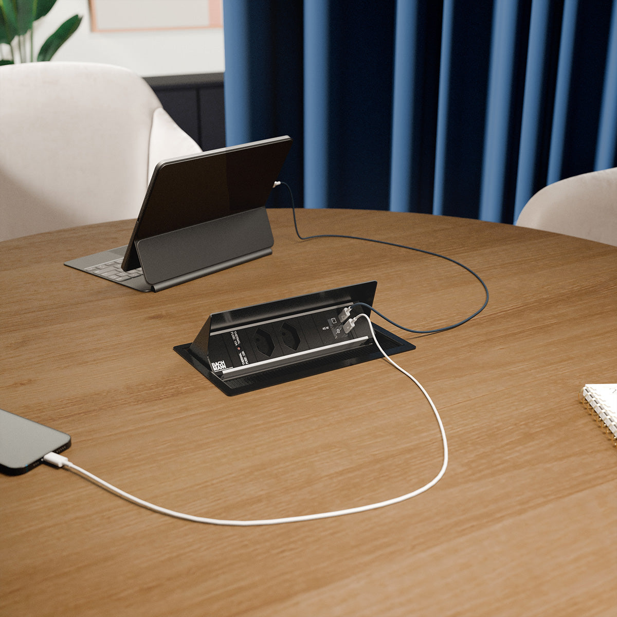 Bachmann CONI S Einbausteckdosenleiste 2×T13, 2×USB-C, Einbau, 0,2 m – Schwarz