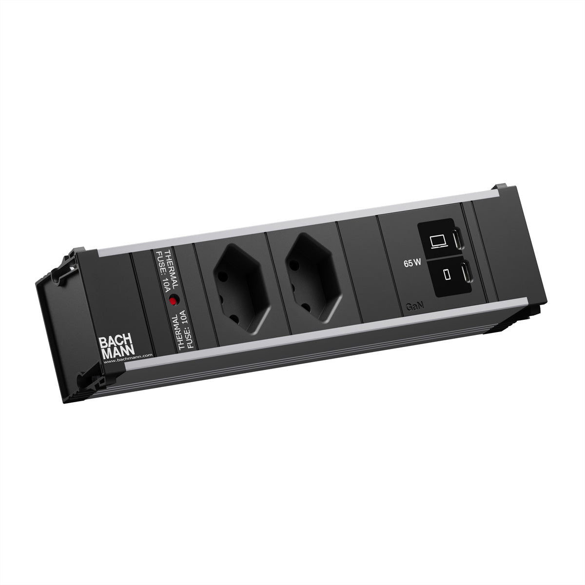 Bachmann CONI S – Einbausteckerleiste, 2× T13, 2× USB-C, 0,2 m, ohne Schalter