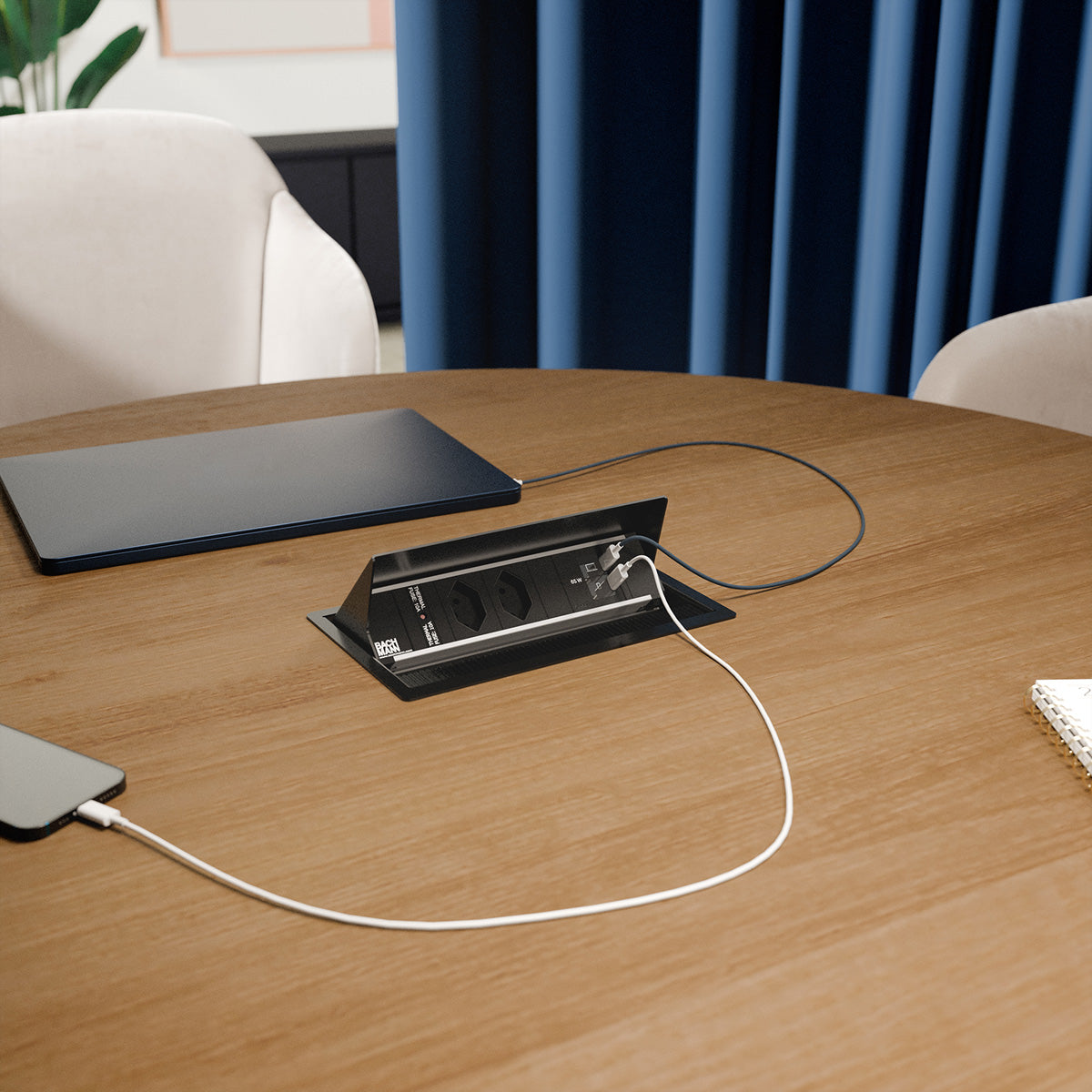 Bachmann CONI S – Einbausteckerleiste, 2× T13, 2× USB-C, 0,2 m, ohne Schalter