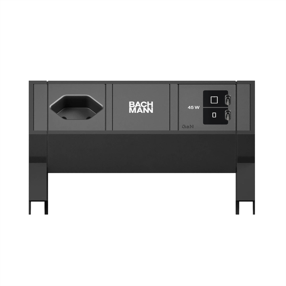 Bachmann DESK2 Steckdosenleiste 45 W – CH: T13×1 – USB‑C×2 – 0,2 m Kabel – Schwarz