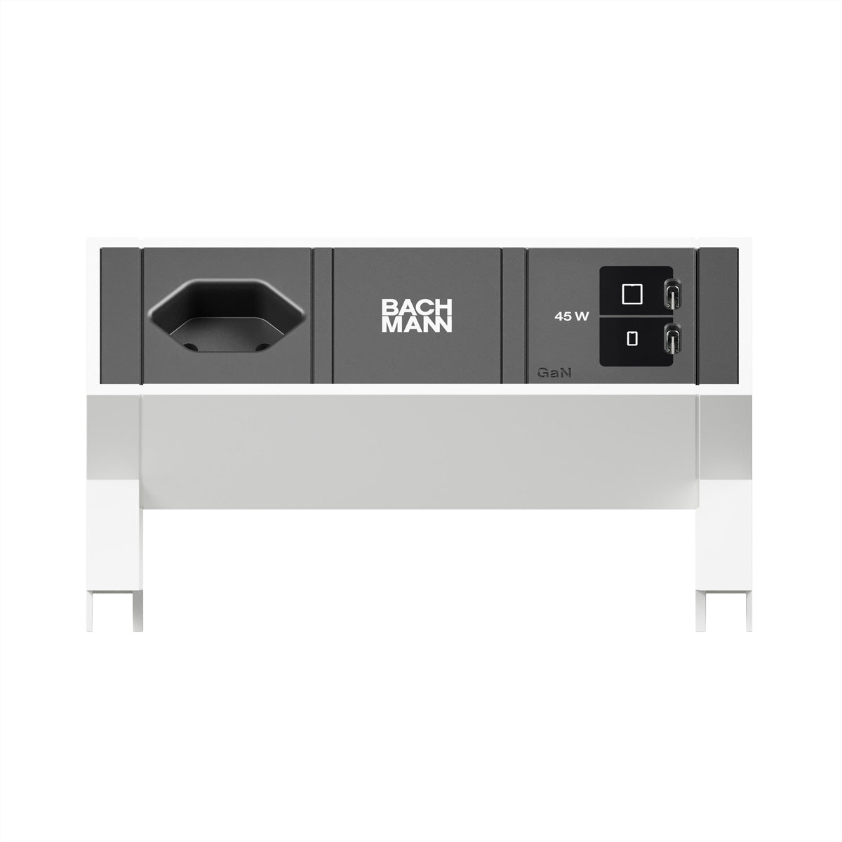 Bachmann DESK2 Steckdosenleiste T13×1 – USB‑C×2 45 W – Kabellänge 0,2 m – Weiss