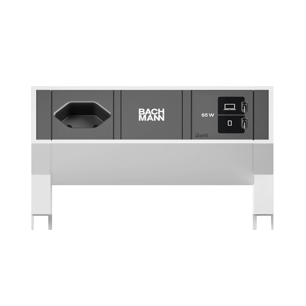 Bachmann DESK2 Steckdoseneinheit – 1×T13, 2×USB-C 65 W, Tisch, 0,2 m, Edelstahl