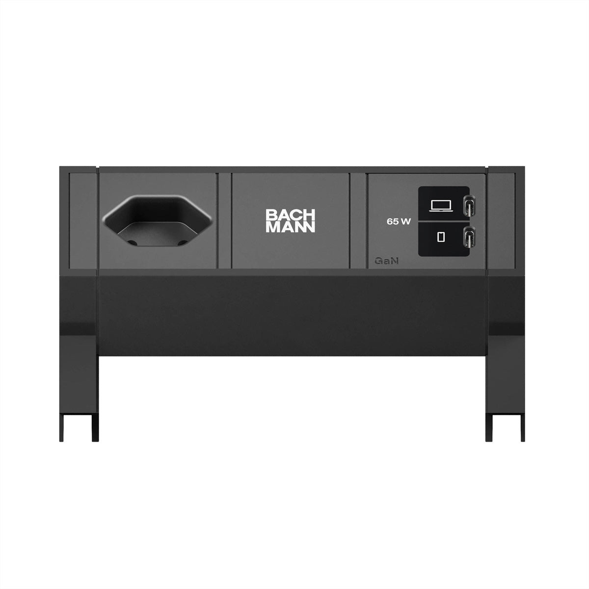 Bachmann DESK2 Tischsteckdosenleiste, 1×T13, 2×USB-C, 65 W, 0,2 m – schwarz
