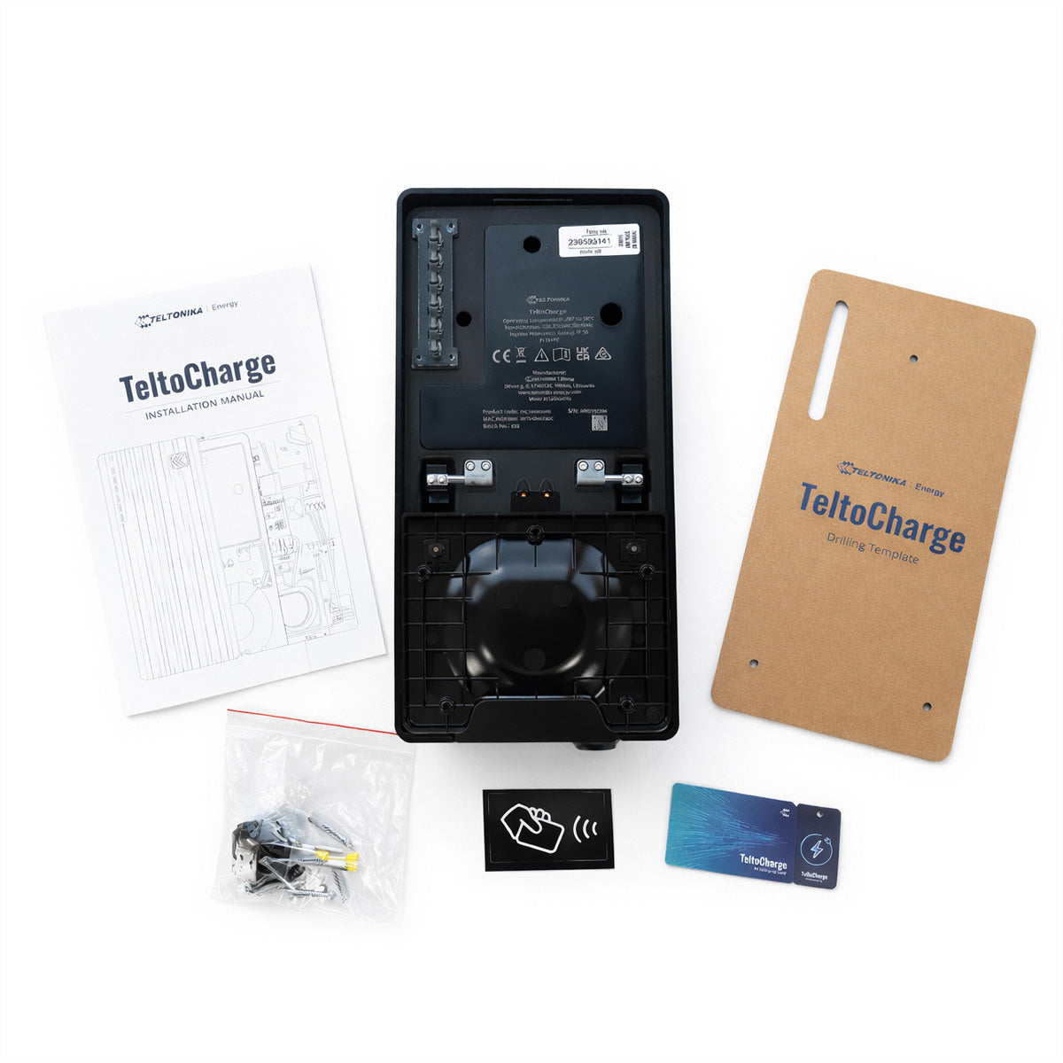 Teltonika TeltoCharge EVC100 Ladestation – 7,4 kW, 1-phasig, Typ-2-Dose, 32 A, Wandmontage, IK10, Schwarz
