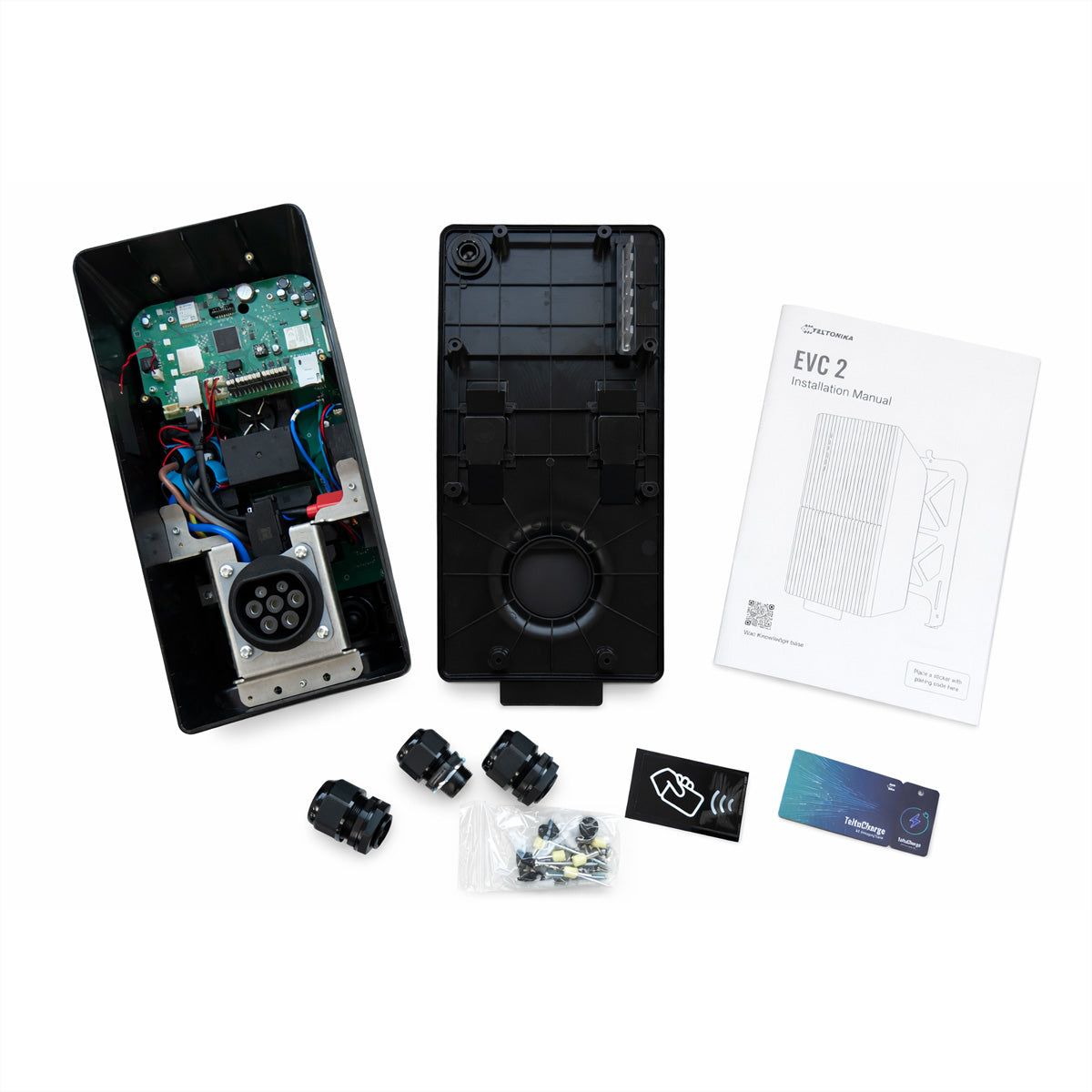 Teltonika Elektroauto-Ladestation – 11 kW, 16 A, 3-ph, Steckdose, Lose Kabel/Schraubklemmen, IK10, Schwarz