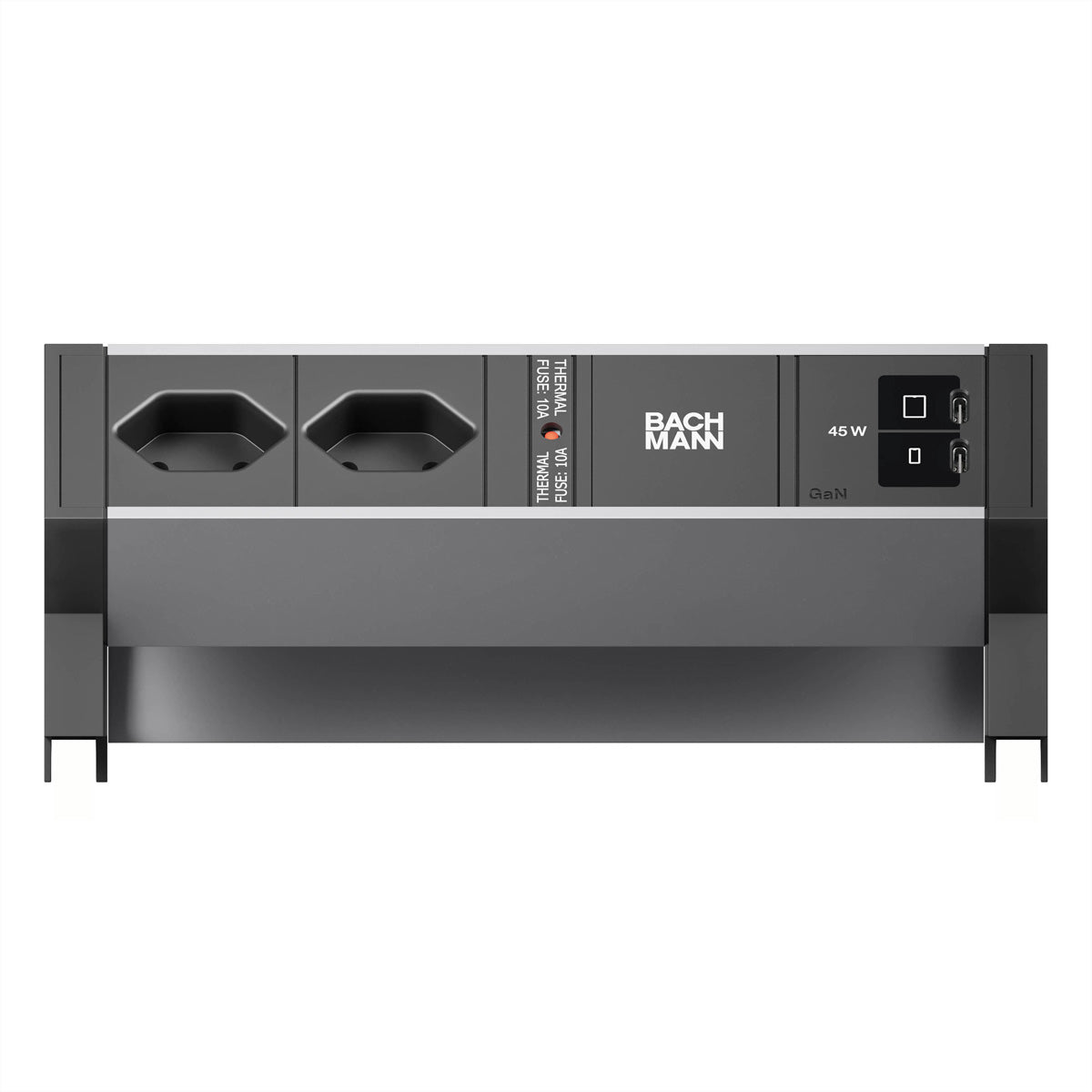Bachmann DESK2 – Steckdosenleiste, 2× T13 90°, 2× USB, 1× USB‑C 45 W, 0,2 m, Stecker Wieland GST18
