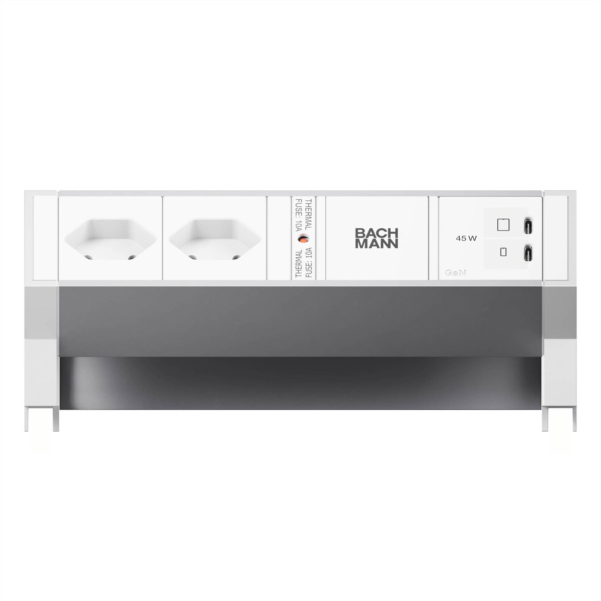 Bachmann DESK2 Steckdosenleiste – 2×T13 90°, 1×USB‑C 45 W, 0,2 m, RAL 9010