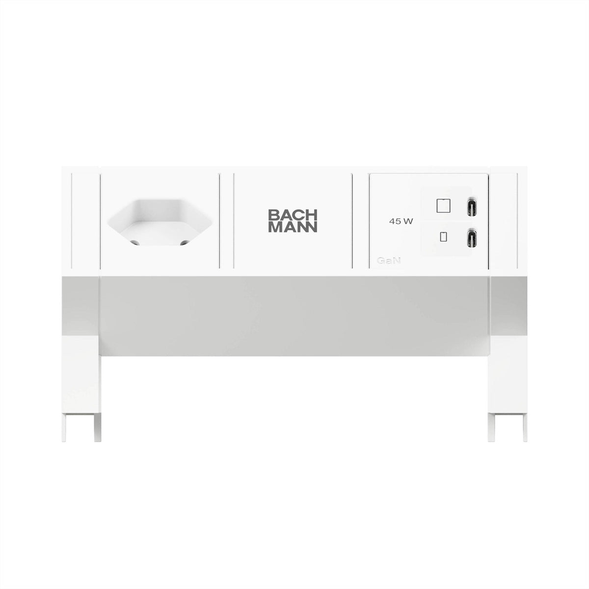 Bachmann Tischsteckdosenleiste, 1×T13, 2×USB-C 45 W, 0,2 m, Aluminium, IP20, ohne Schalter – weiss
