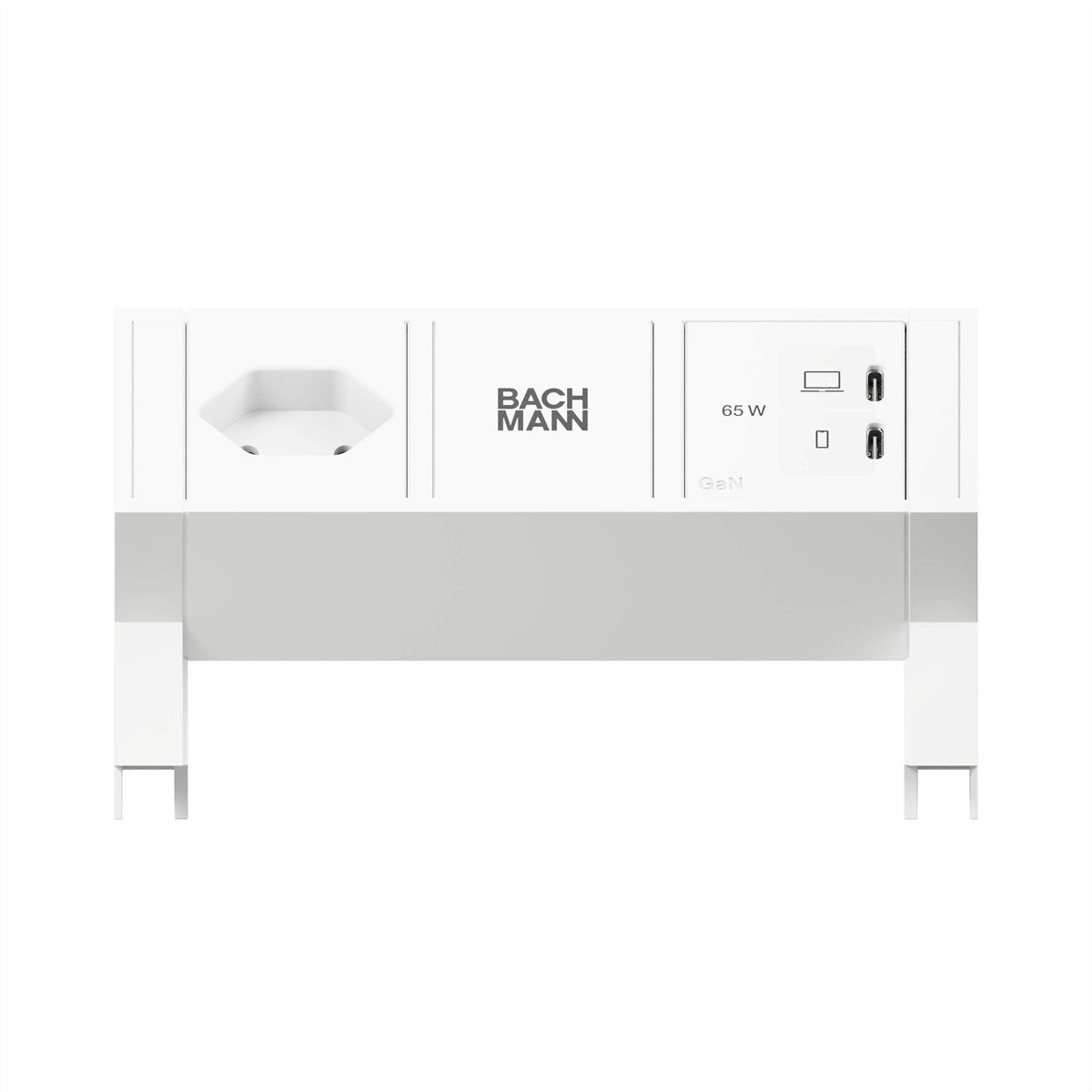 Bachmann DESK2 Tischsteckdosenleiste 1×T13, 2×USB-C PD 65 W, 0,2 m, mit Haltewinkel – Weiss