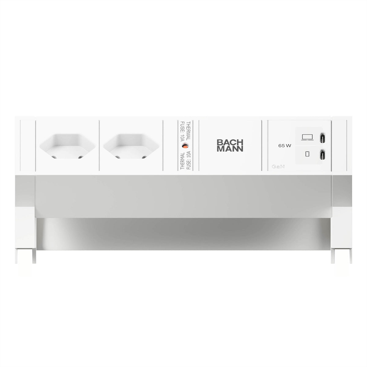 Bachmann DESK2 Steckdosenleiste mit USB 2×T13, USB-C×2 65 W – 0,2 m Kabel – Weiss