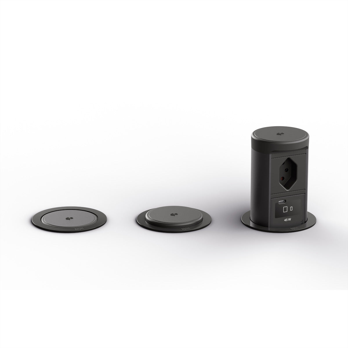Bachmann ELEVATOR2 Einbausteckdosenleiste, 1×T13, 1×USB-C Wireless 15 W, Einbau, 0,5 m – Schwarz