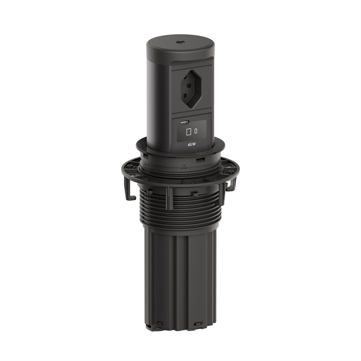 Bachmann ELEVATOR 2 Steckdoseneinheit – 1×T13, Wireless Qi 15 W, USB-C 45 W, Einbau, IP44, 2,0 m