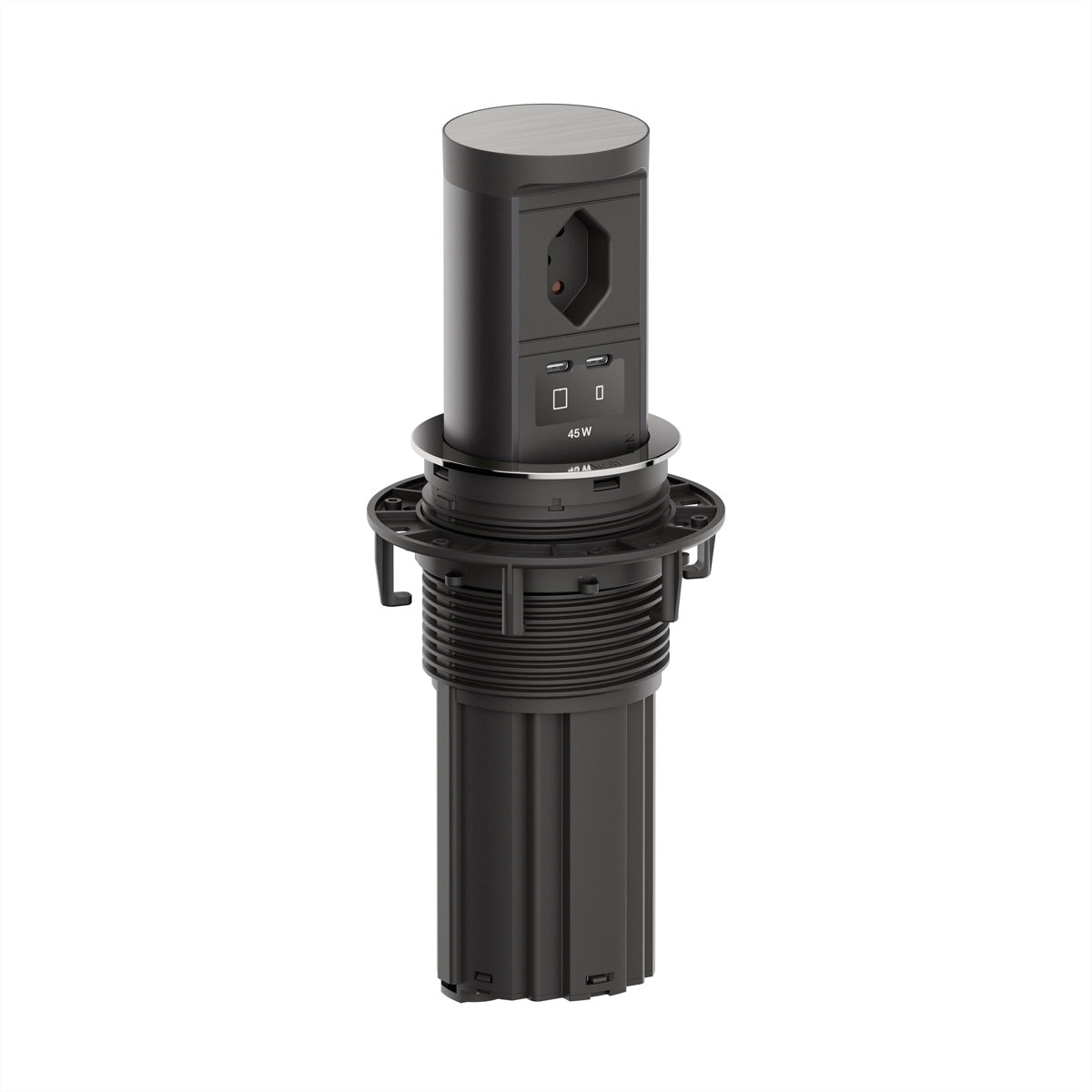 Bachmann ELEVATOR2 – Einbau-Anschlussfeld, 1× T13, 2× USB (1× USB-C 45 W), 2 m, Stecker Typ-J, IP44