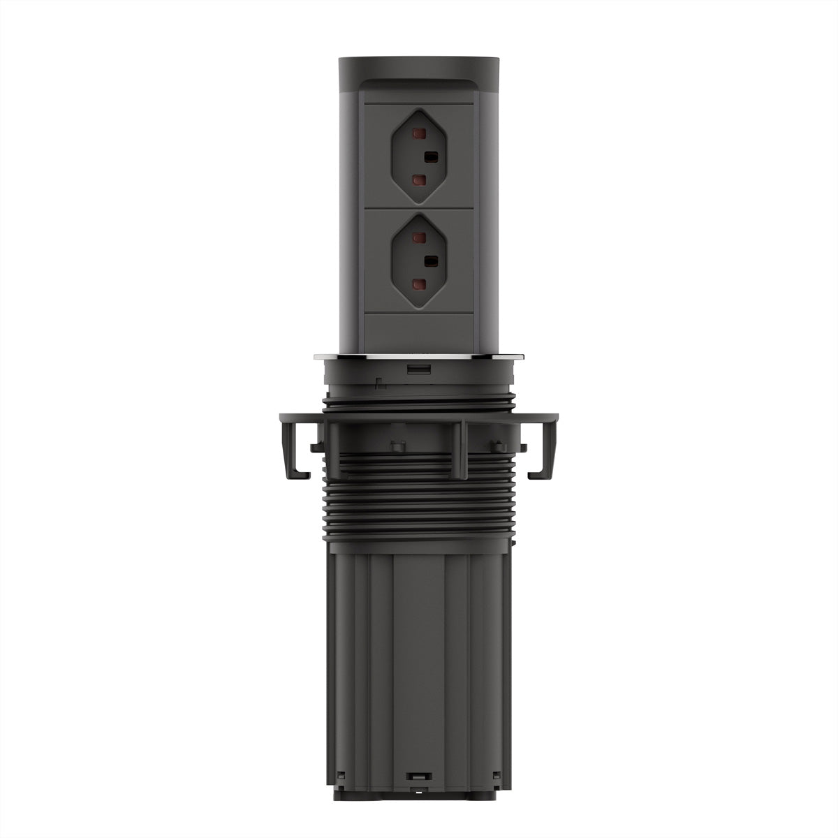 Bachmann ELEVATOR 2 Steckdoseneinheit – 2×T13, Einbau, 2,0 m Zuleitung, T12 Stecker, IP44, Edelstahl-Optik