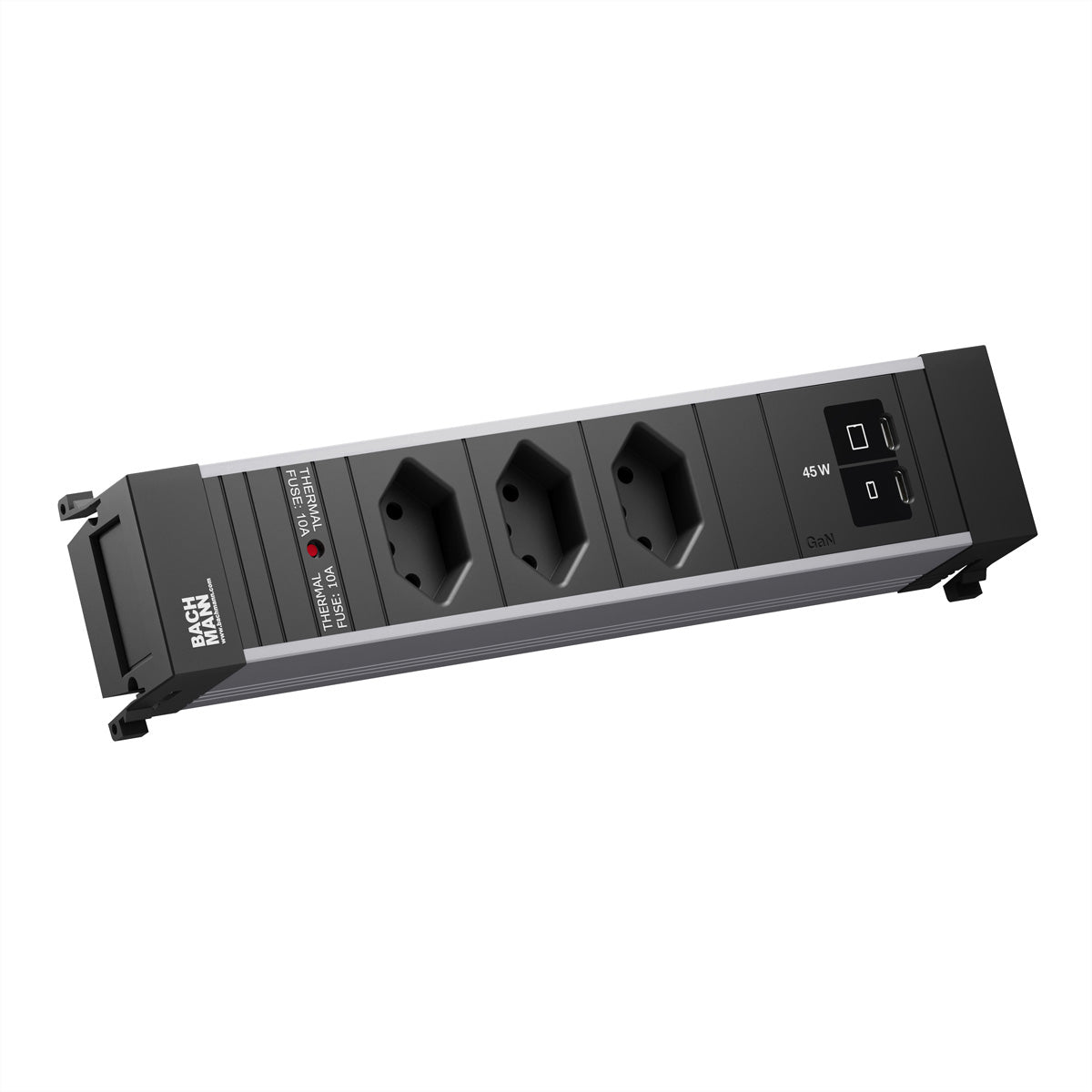 Bachmann POWER FRAME M Einbausteckdosenleiste, 3×T13, 2×USB-C, Einbau – Schwarz