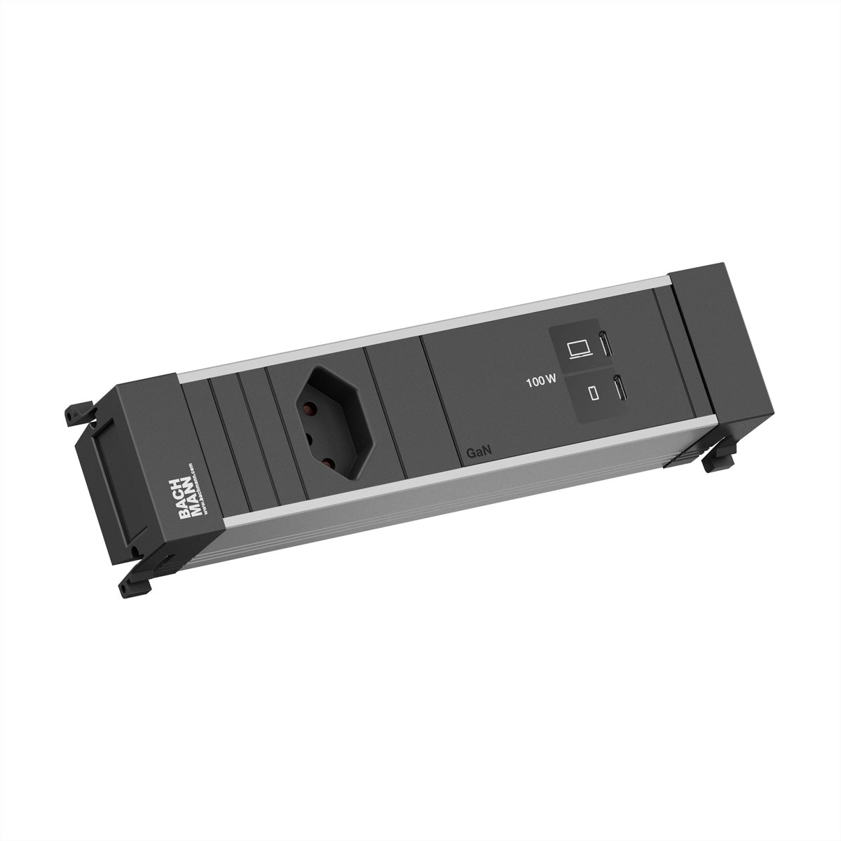 Bachmann POWER FRAME S Einbausteckdosenleiste, 1×T13, 2×USB-C, IP20 – Schwarz