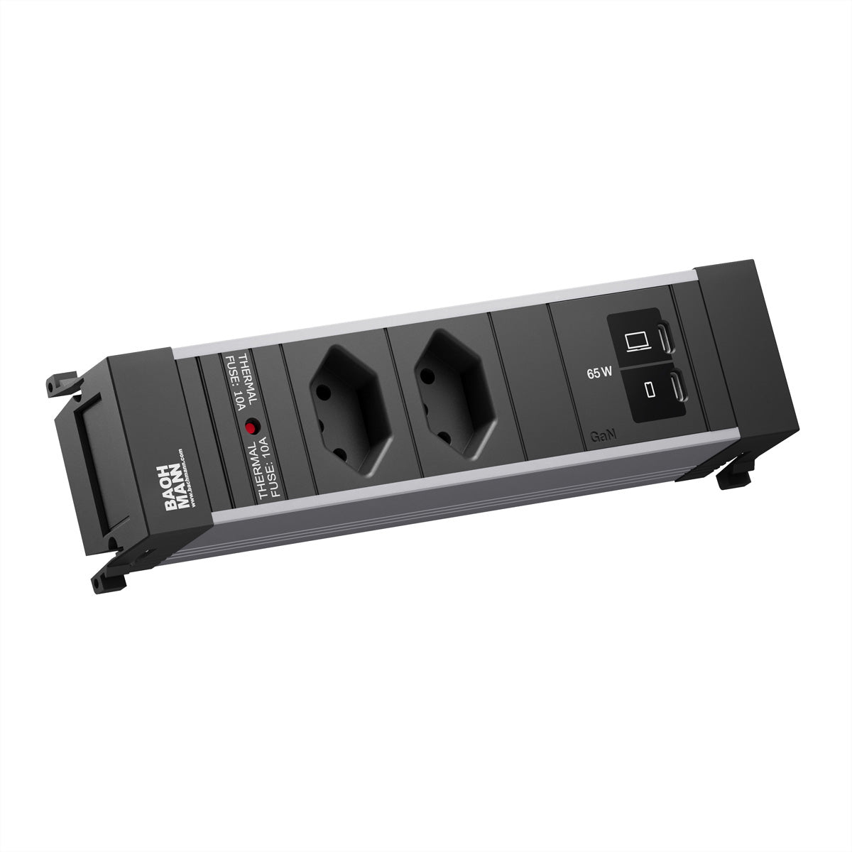 Bachmann POWER FRAME S Einbausteckdosenleiste, 2×T13, 2×USB-C, Einbau, 0 m – Schwarz