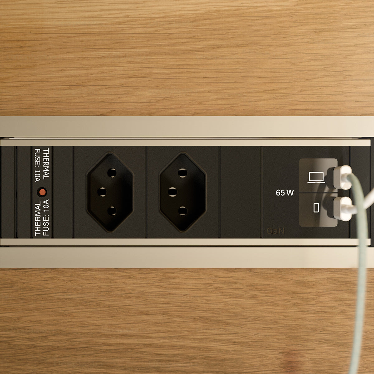 Bachmann POWER FRAME S Einbausteckdosenleiste, 2×T13, 2×USB-C, Einbau, 0 m – Schwarz