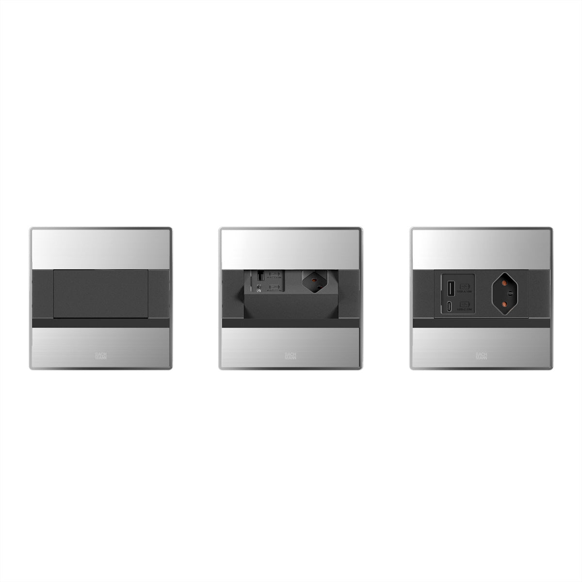 Bachmann SENSE Steckdoseneinheit – 1×T13, 1×USB‑A + 1×USB‑C 22 W, Einbau, 2,0 m