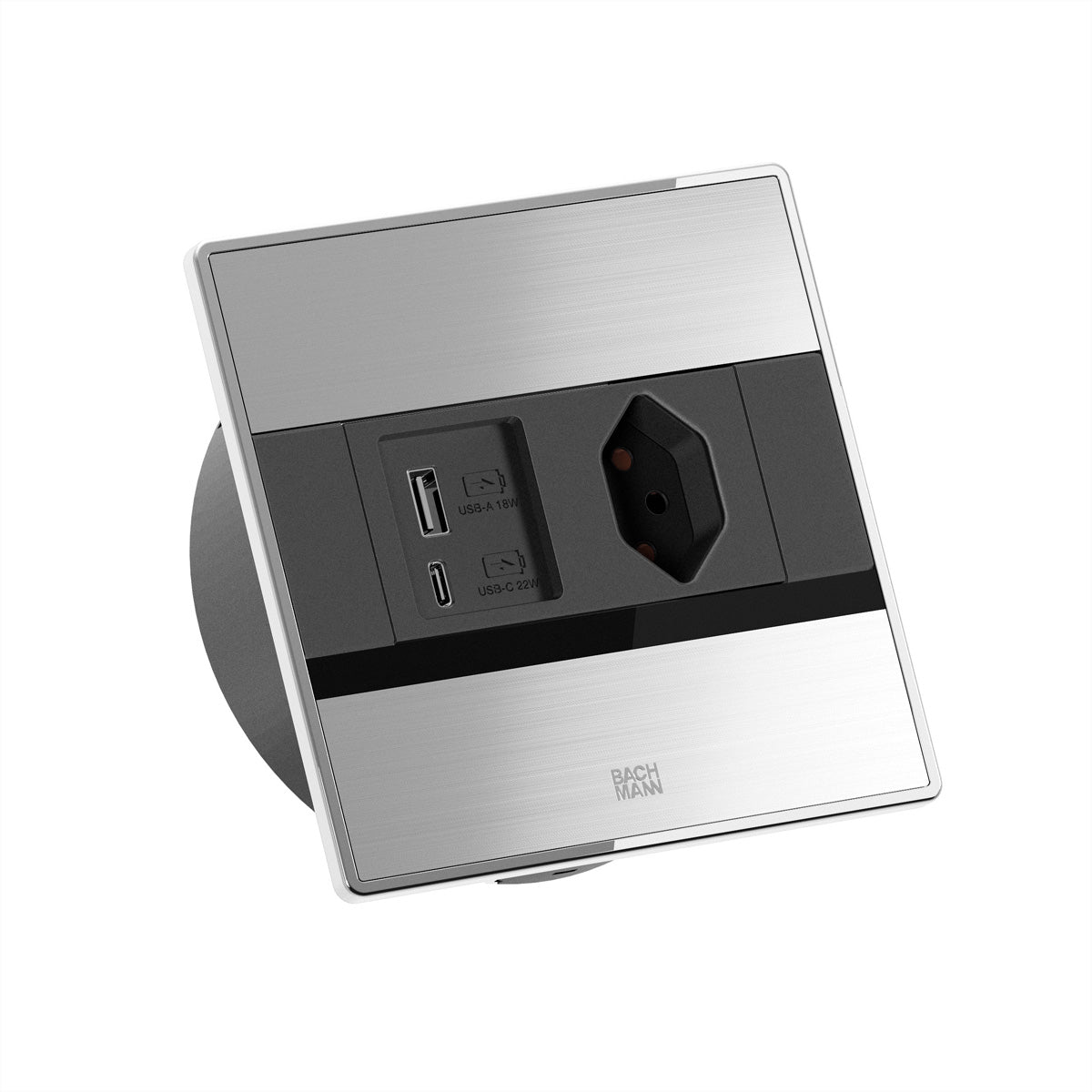 Bachmann SENSE Steckdoseneinheit – 1×T13, 1×USB‑A + 1×USB‑C 22 W, Einbau, 2,0 m