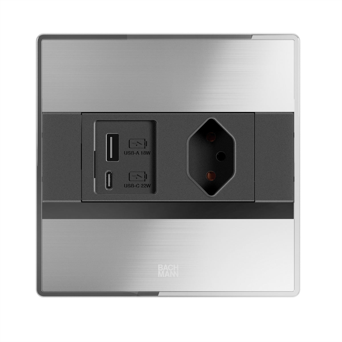 Bachmann SENSE Steckdoseneinheit – 1×T13, 1×USB‑A + 1×USB‑C 22 W, Einbau, 2,0 m