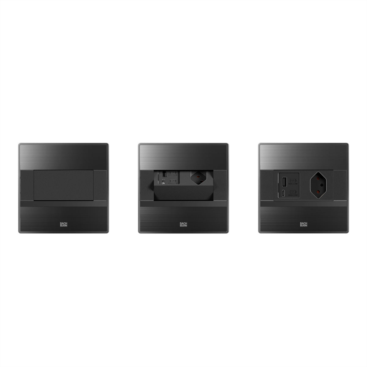 Bachmann SENSE Einbausteckdosenleiste, 1×T13, 1×USB‑A + 1×USB‑C 22 W, Einbau, Eingang T12, 2,0 m – Schwarz