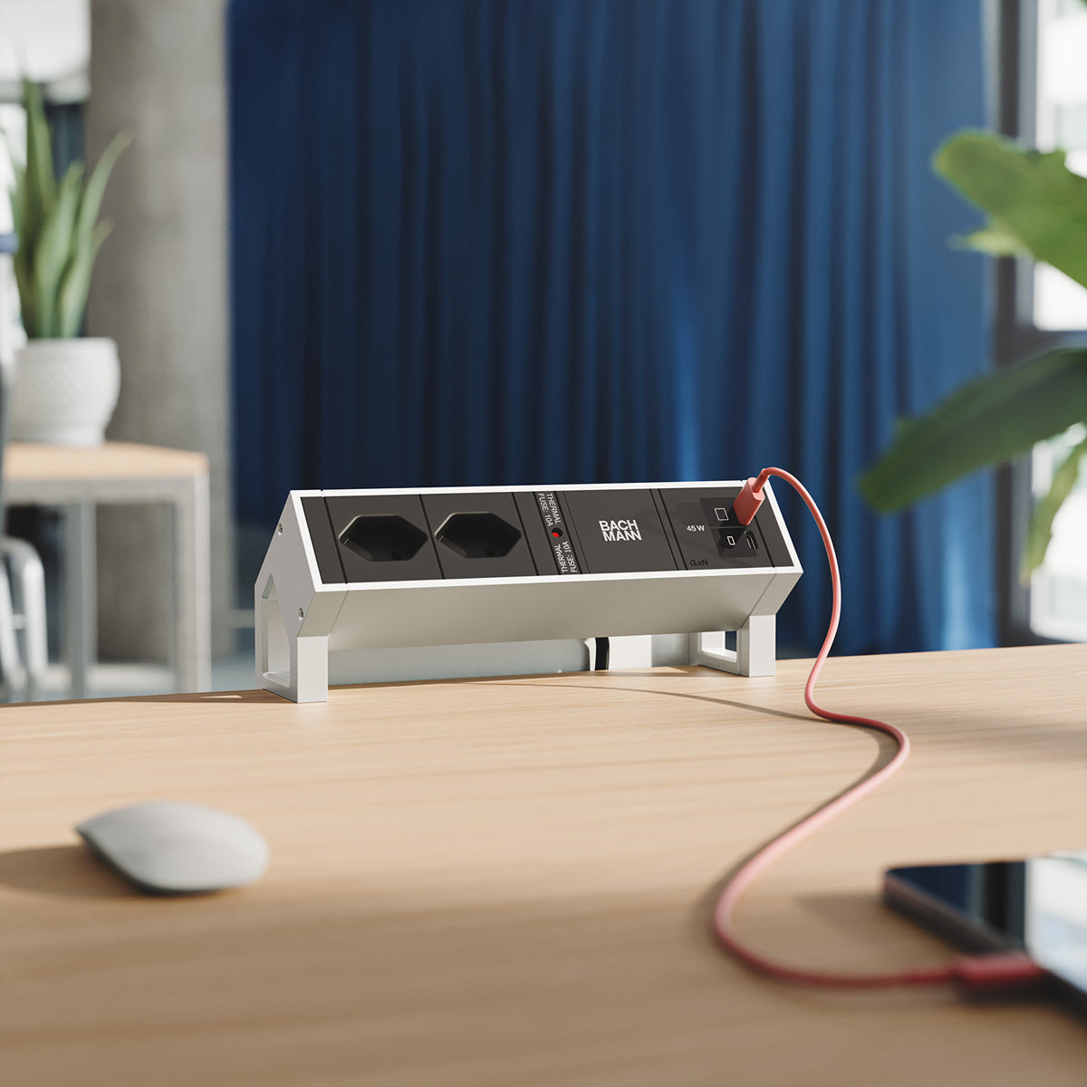 Bachmann DESK2 Steckdoseneinheit – 2×T13, 2×USB‑C 45 W, Tisch