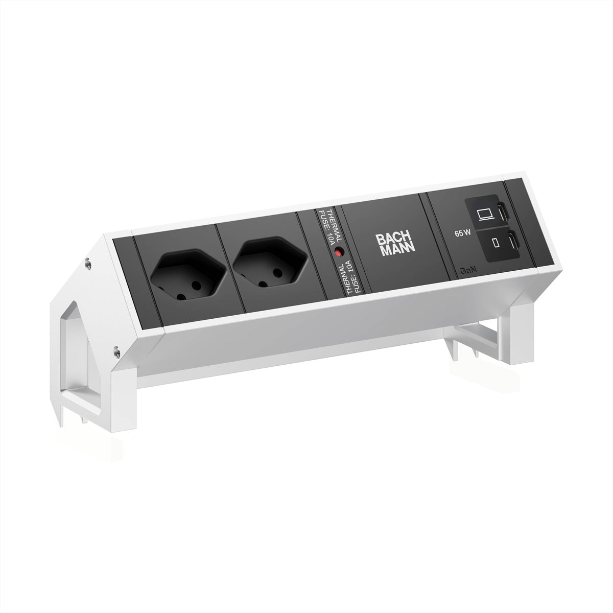 Bachmann DESK2 Steckdosenleiste CH: T13 2× – USB‑C×2, 65 W – 0,2 m