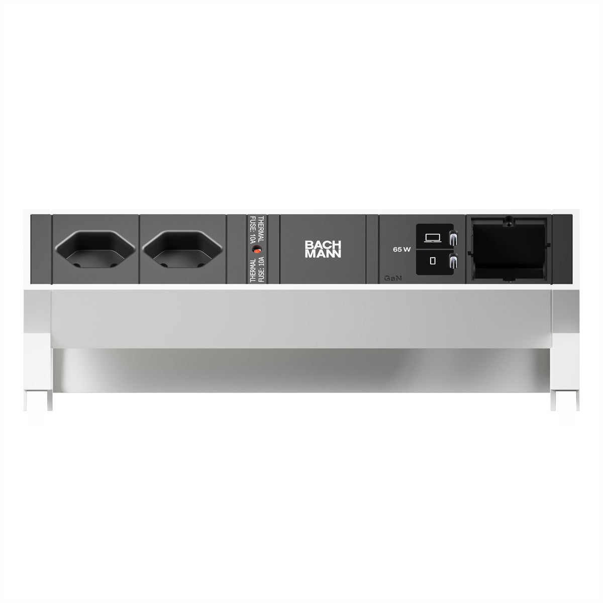 Bachmann DESK2 Steckdosenleiste 2×T13 – USB‑C×2, 65 W – 0,2 m Kabel – Weiss