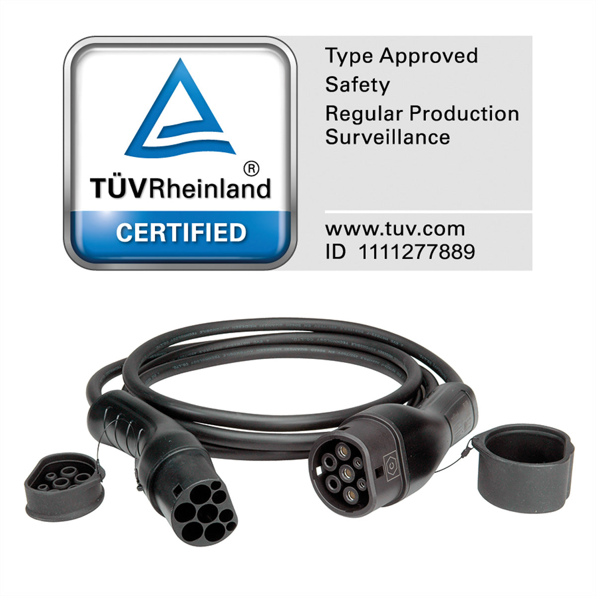ROLINE Typ 2 Ladekabel – Typ 2–Typ 2, 7,5 m, 250 V/32 A (7,4 kW), IP65 (verbunden), schwarz