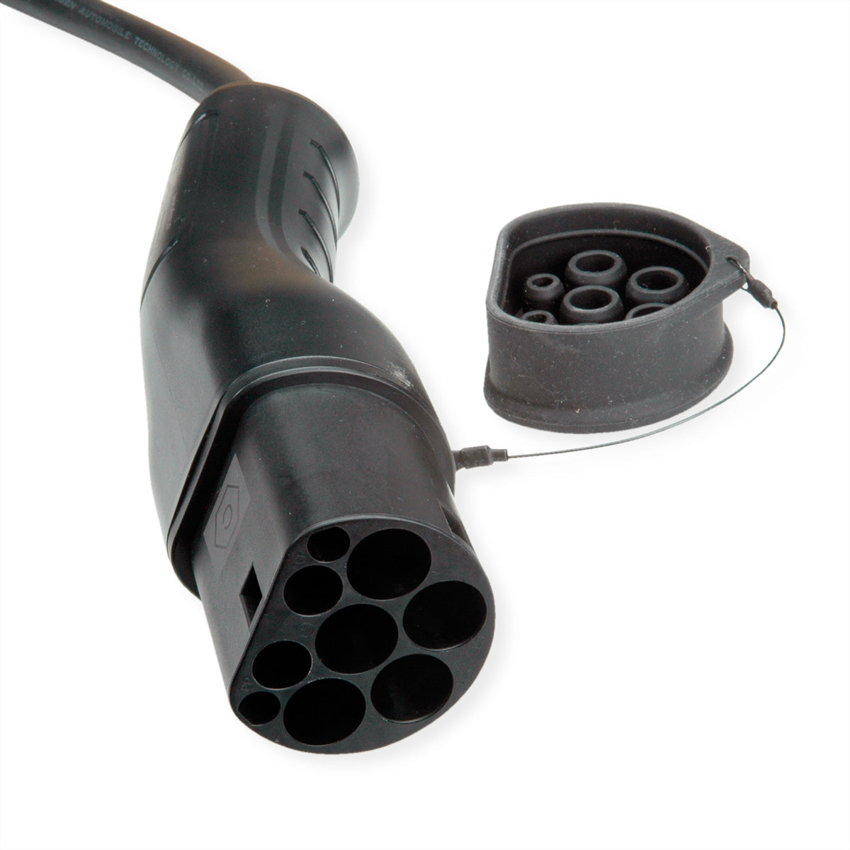 ROLINE E-Auto Ladekabel – Typ 2–Typ 2, 3 m, 1-phasig 32 A/250 V (7,4 kW), IP54/IP65, Schwarz