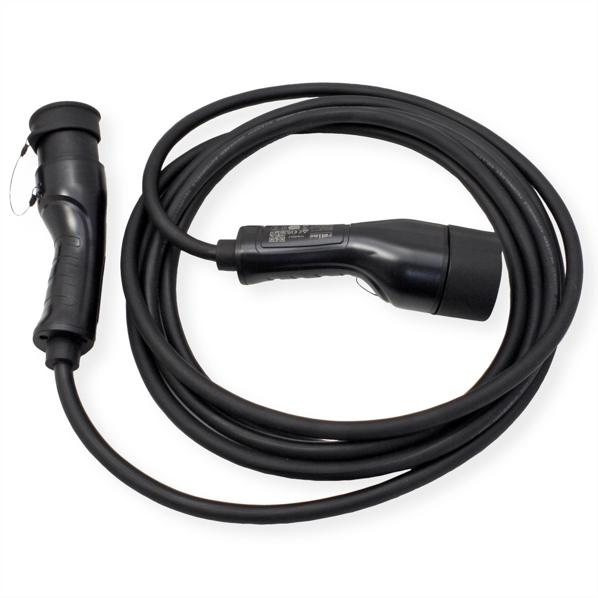 ROLINE EV-Ladekabel Stromkabel – Typ 2–Typ 2, 1-phasig 32 A 7,4 kW, 5 m, IP65, Schwarz