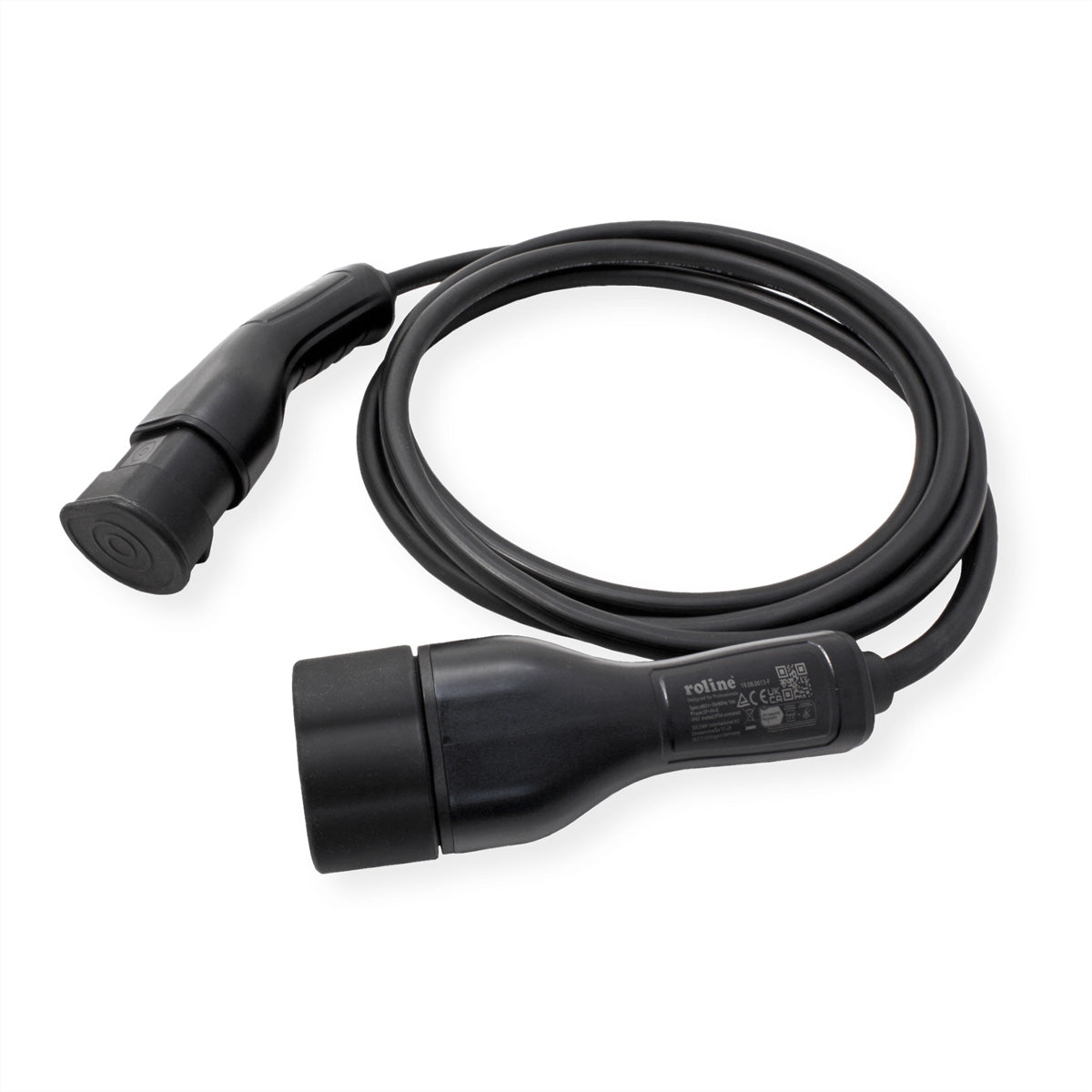ROLINE E-Auto Ladekabel – Typ 2–Typ 2, 5 m, 11 kW (3-phasig/16 A), IP54/IP65, schwarz