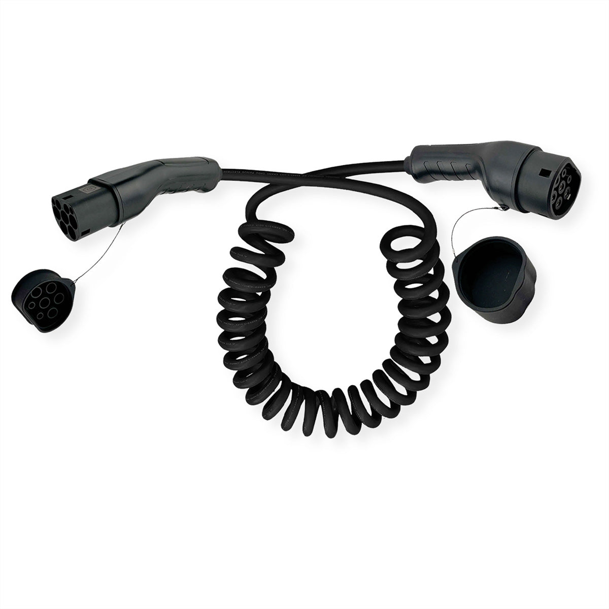 ROLINE Typ 2 Ladekabel Stromkabel – Typ 2–Typ 2, 3 m, 3-phasig 16 A/11 kW, Spiralkabel