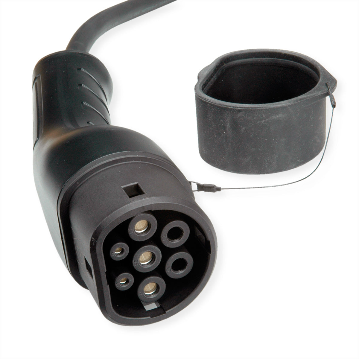 ROLINE Typ 2 Stromkabel – Typ 2–Typ 2, 3 m, einphasig, 32 A, 7,4 kW, spiralförmig, schwarz