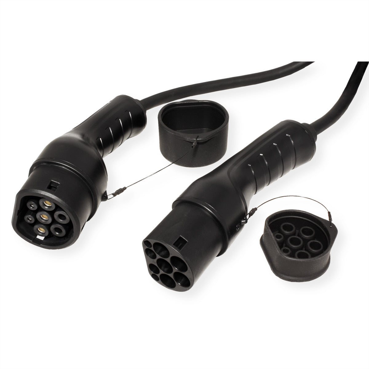 ROLINE Typ 2 Ladekabel Stromkabel – Typ 2–Typ 2, 5 m (Spiralkabel, max. 3 m Nutzlänge), 1-phasig, 32 A