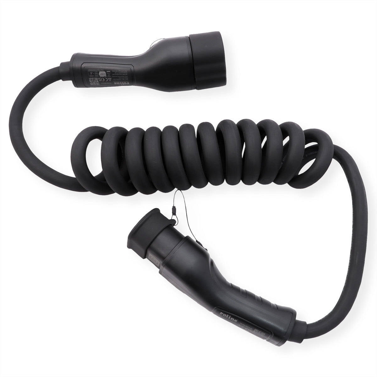 ROLINE Typ 2 Stromkabel – Typ 2–Typ 2, 3 m Spiralkabel, 32 A/22 kW, für Typ 2‑Fahrzeuge