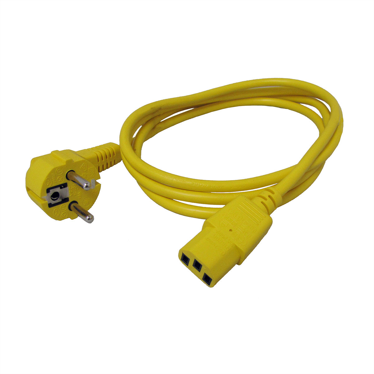 ROLINE Netzkabel – Schuko (CEE 7/7) gewinkelt – IEC C13, 1,8 m, 250 V/10 A, Gelb
