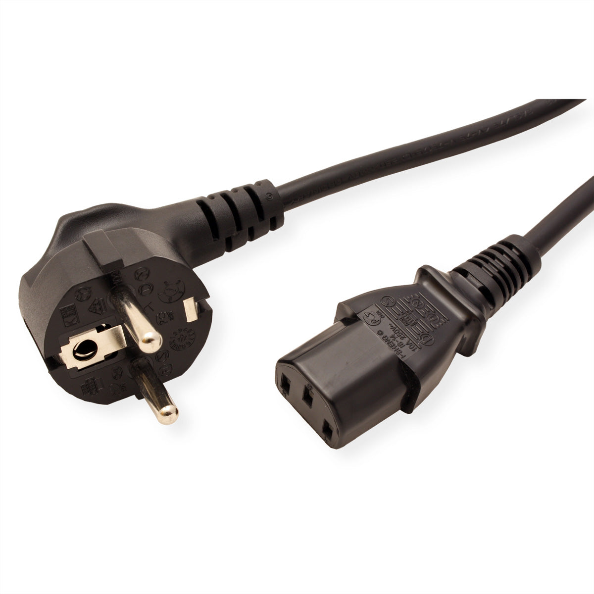 ROLINE Netzkabel – Schuko (Typ E/F)–IEC C13, 1,8 m, 250 V/10 A, schwarz