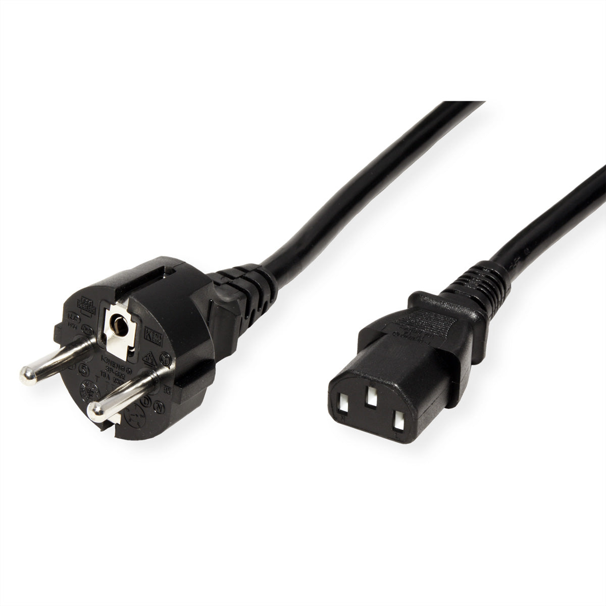 ROLINE Netzkabel – Schuko (Typ E/F) – IEC C13, 3 m, 250 V/10 A, schwarz