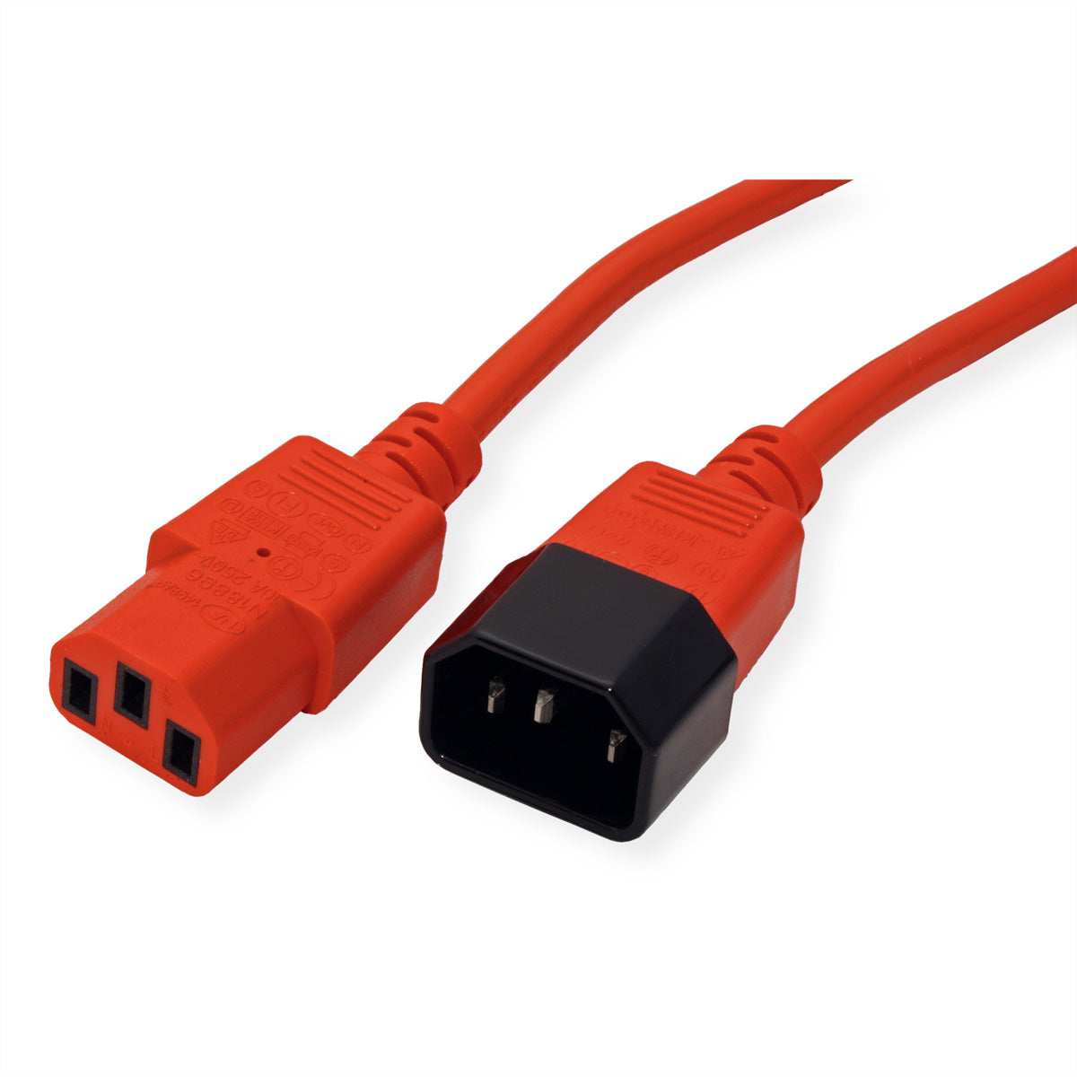 ROLINE Netzkabel – IEC C14 zu IEC C13, 3 m, 250 V/10 A, Rot