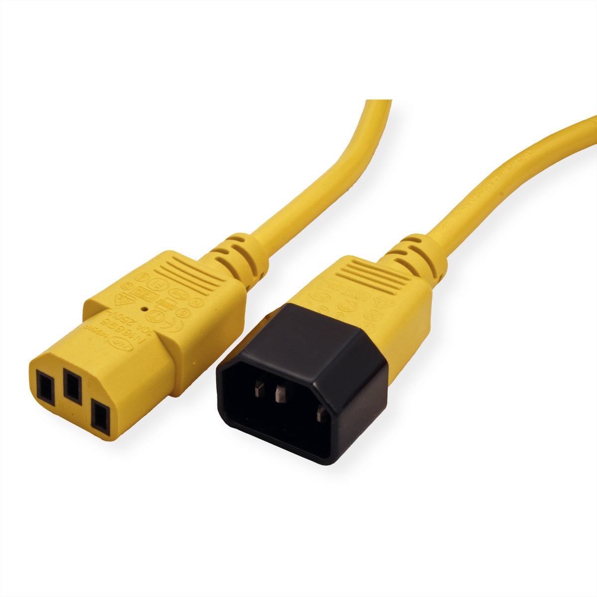 ROLINE Netzkabel – IEC C14–IEC C13, 1,8 m, 250 V/10 A, Gelb