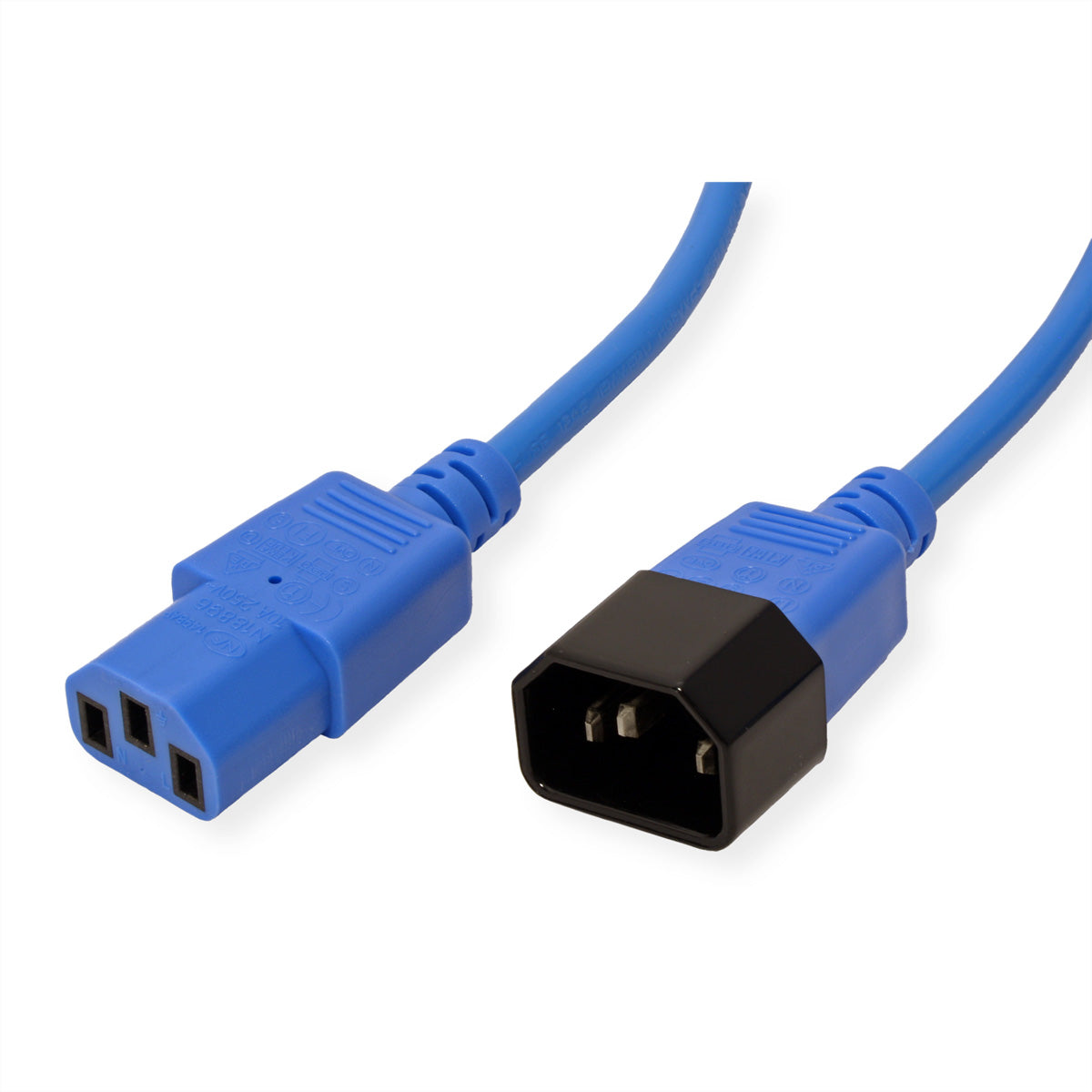 ROLINE Netzkabel – IEC C14 zu IEC C13, 0,8 m, 250 V/10 A, Blau