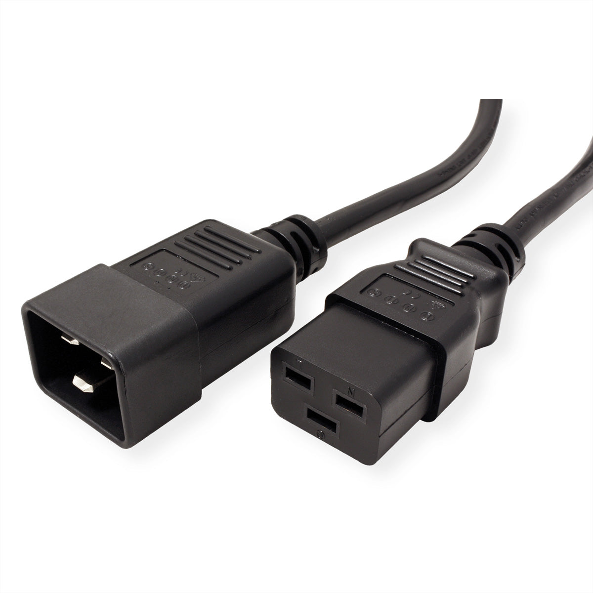 ROLINE Netzkabel – IEC C20–IEC C19, 2 m, 250 V/16 A, schwarz