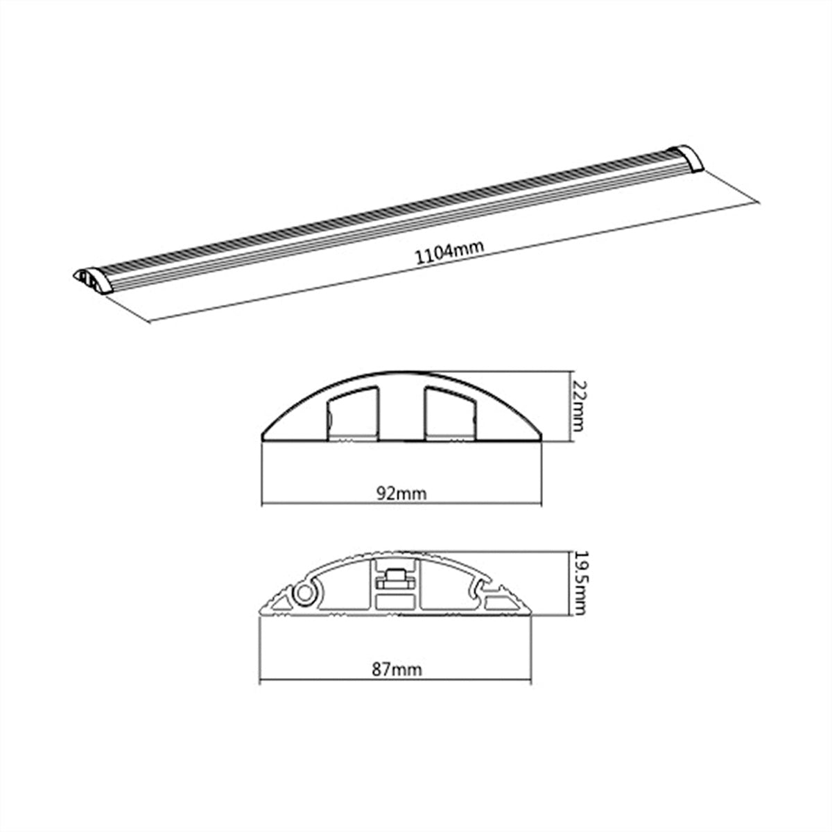ROLINE Kabelbrücke – 1,1 m – Aussen 92×22 mm – Aluminium – Silber
