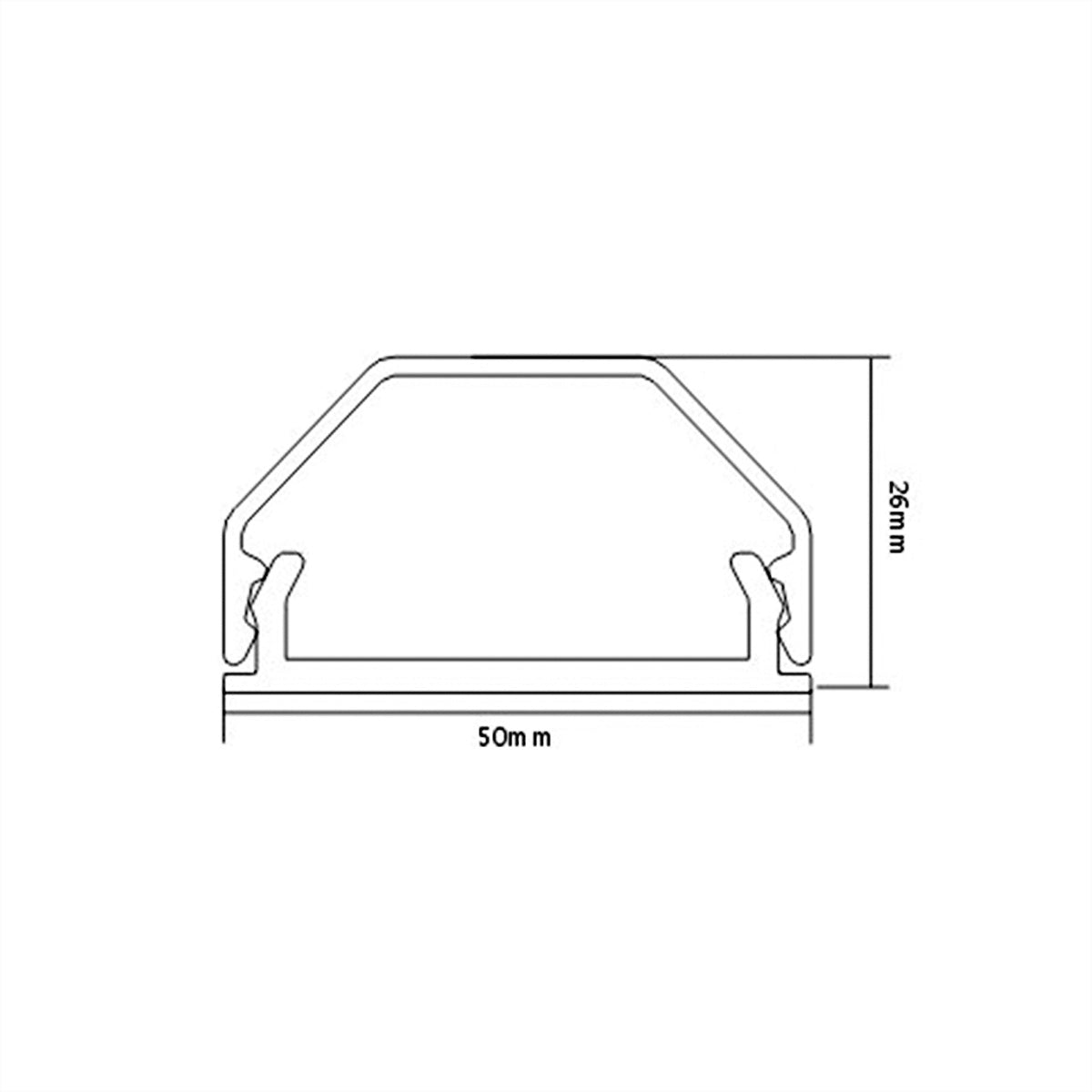 ROLINE Wandkanal – 50×26 mm – 1,1 m – Aluminium – Weiss, Schraubbefestigung
