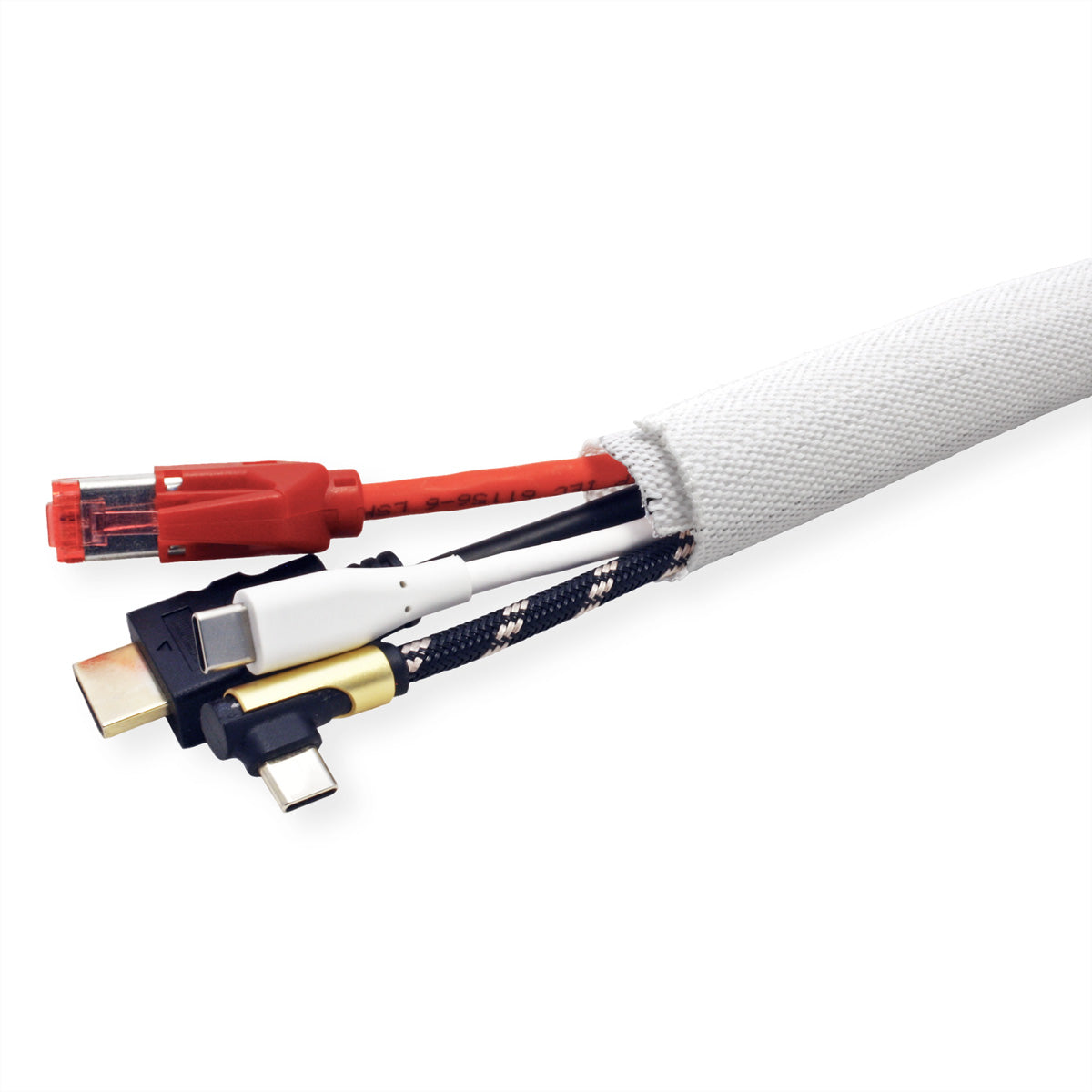 VALUE Kabelschlauch, Ø 25 mm × 25 m, selbsteinrollend, Polyester – weiss