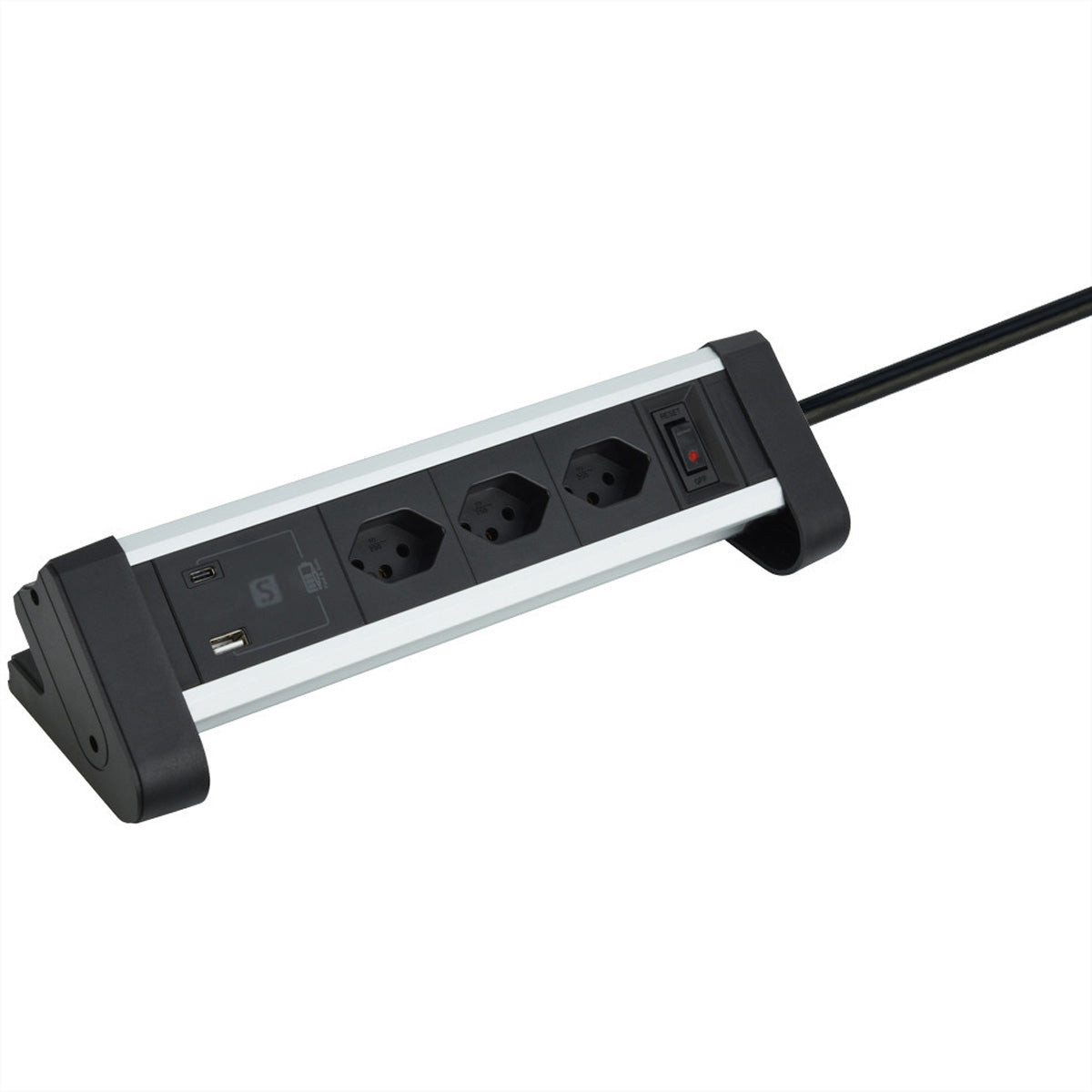 Osram Steckdosenleiste CH: T13 4× – USB‑C×1, USB‑A×2 – silber